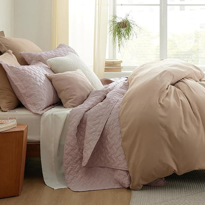 Bedsure Quilts King Size - Lightweight Bedspreads King Size with Basket Weave Pattern, Soft Quilt Bedding Set, Dusty Rose Comforter Set Coverlet for All Seasons with 2 Pillow Shams (106" x 96") | Skin-Friendly Soft, All-Season Comfort, Breathable, Ligh...