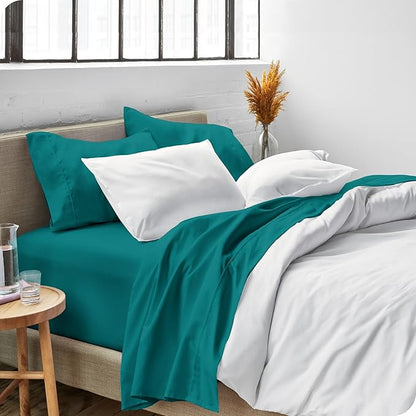 Bare Home Split King Sheet Set - 1800 Ultra-Soft Microfiber Bed Sheets - Double Brushed - Deep Pockets - Easy Fit - 5 Piece Set - Bedding Sheets & Pillowcases (Split King, Emerald)