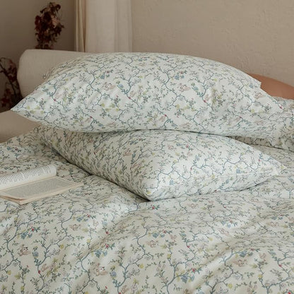 Floral Comforter King Size Set Down Alternative Boho Bedding Set 100 Cotton All Season Puffy Girl Bedding Comforter Sets Coquette Lightweight Fluffy Cozy Bed Comforter with 2 Pillowcases