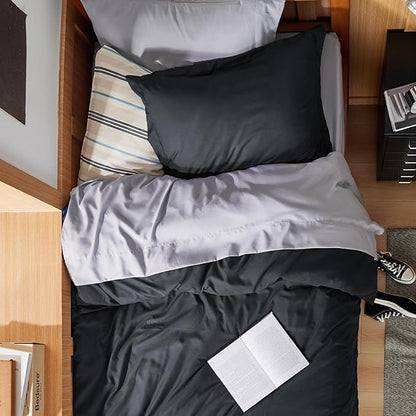 Bedsure Duvet Cover Twin/Twin XL Size - Soft Double Brushed Bedding Set for Kids & Adults, Zipper Closure, 2 Pieces, Includes 1 Duvet Cover (68"x90") & 1 Pillow Sham, NO Comforter, Black