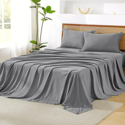 Litanika Queen Size Comforter Set with Sheets Medium Gray - 7 Pieces Bed in a Bag Queen Chevron Tufted Complete Bedding Sets with Comforter, Sheets, Pillowcases & Shams
