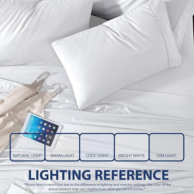 Cathay Home Essentials Ultra Soft Hypoallergenic Wrinkle Resistant Double Brushed Microfiber Bedding Sheet Set, White, Full
