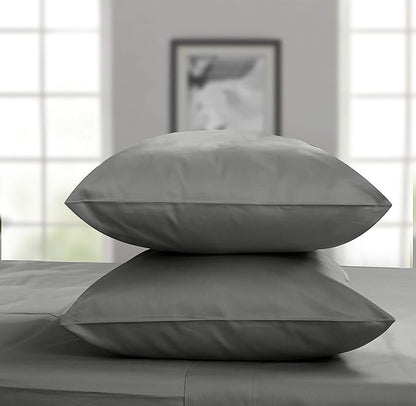 Threadmill 100% Cotton Sheets for King Size Bed | 4 Pc King Bed Sheets Set | Soft, Breathable Lightweight Solid Sateen for All-Season Use | Snug Fit Elastic Deep Pocket King Sheets | Dark Grey