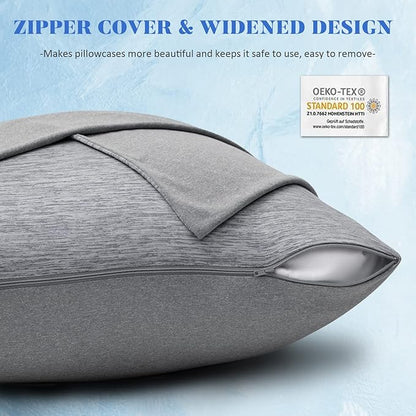 CHOSHOME Cooling Pillow Cases Zipper Pillow Covers Q-Max > 0.45 Zippered Pillowcases for Hot Sleepers, Soft, Breathable, Skin-Friendly, 2 Pack (Queen, 20"x30", Grey)