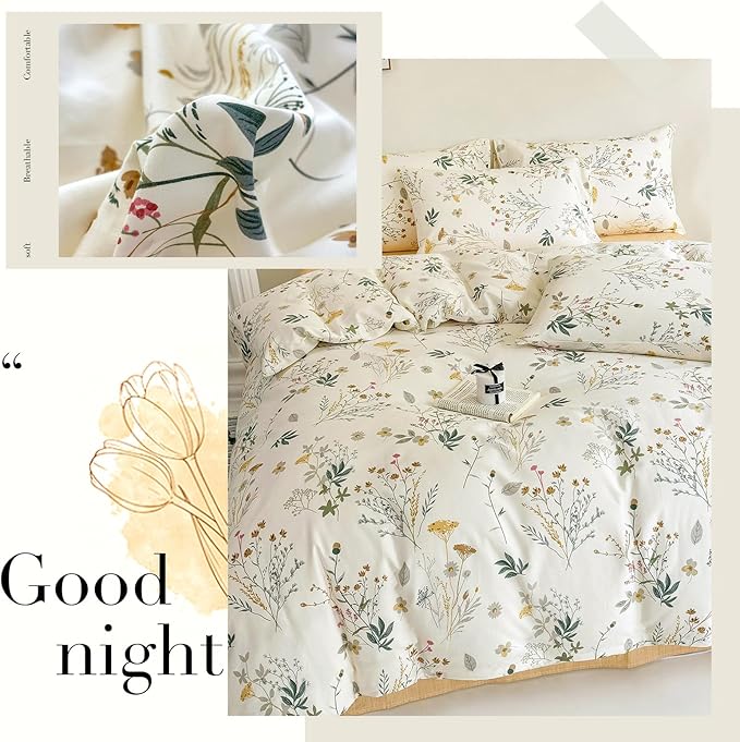 HighBuy Full Size Comforter Set Yellow Pink Floral Soft All-Season Bedding Comforter for Girls Teens Women Quilted Warm Fluffy Floral Comforter Set 3 Piece Bedding Set Lightweight,Breathable