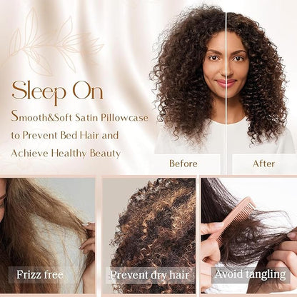 Yanibest Satin Pillowcase, King Size Pillow Cases Set of 2 - Silk Pillow Cases for Hair and Skin with Zipper, Silk Pillow Cases King for 20"x40", Exquisite Packaging for Women Men