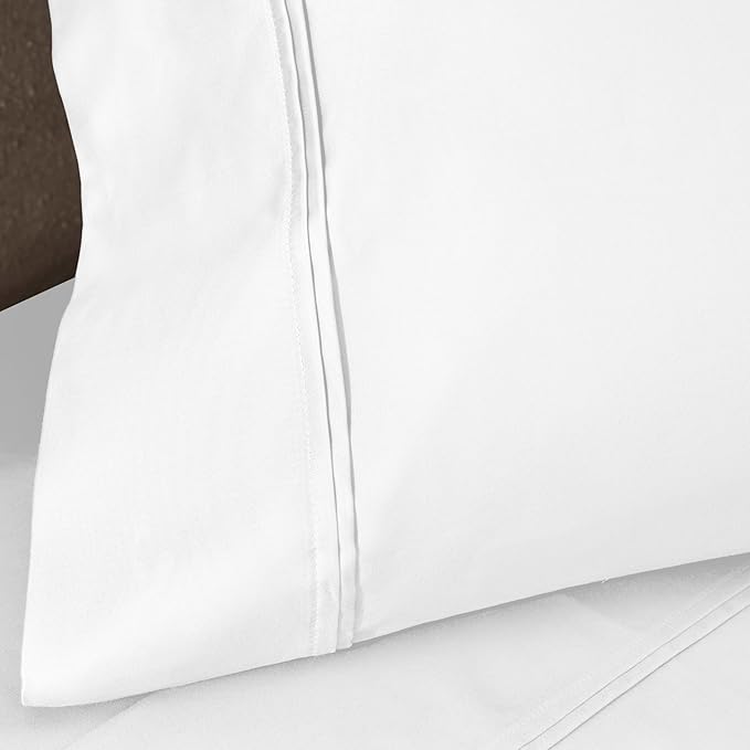 1200 Thread Count 100% Egyptian Cotton, Soft and Breathable, 2-Piece Standard Pillowcase Set Solid, White