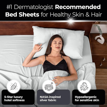Silvery Silver Infused Bed Sheets Set - Ultra-Soft Temperature-Regulating Fabric with Self-Cleaning Technology™ That Stays Fresh 3X Longer for Hygienic Sleep