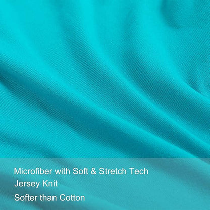 2-Pack Stretch Pillow Cases - Jersey Knit & Envelope Closure Pillowcases with Ultra Soft T-Shirt Like Polyester Blend - Suitable for Queen or Standard Size Set of 2, Turquoise