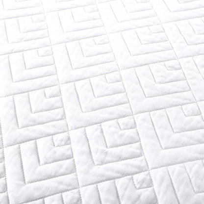 EXQ Home Quilt Set Twin Size White 2 Piece,Lightweight Soft Coverlet Modern Style Squares Pattern Bedspread Set for All Season(1 Quilt,1 Pillow Shams)
