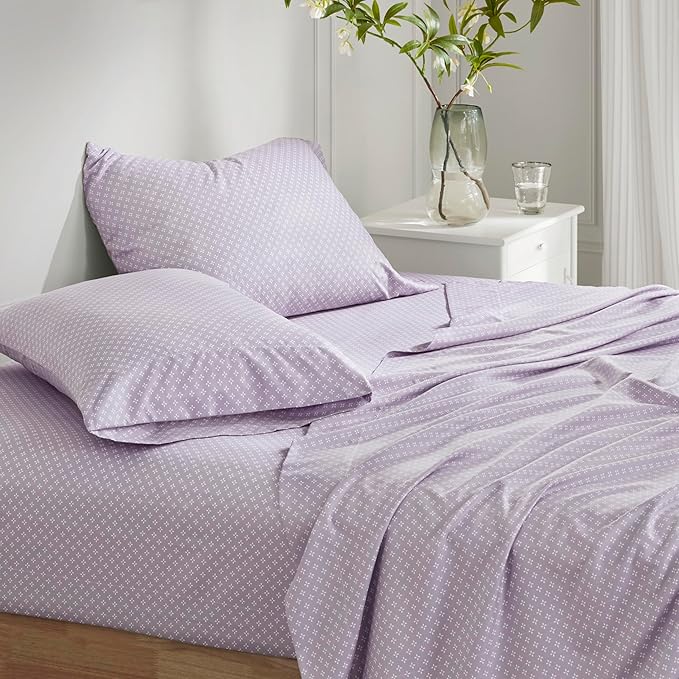 Madison Park Essentials Comforter Set with Sheets, Floral Bed in A Bag Microfiber Comforter, Shabby Chic King Bedding Set Diamond Printed Sheet, Luna, King, Taupe 7 Piece