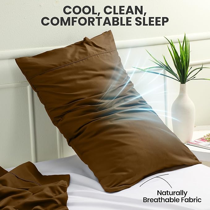 Utopia Bedding King Pillow Cases - 2 Pack - Envelope Closure - Soft Brushed Microfiber Fabric - Shrinkage and Fade Resistant Pillow Covers King Size 20 X 40 Inches (King, Mocha)