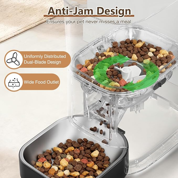 Automatic Cat Feeder with Camera, 5G WiFi Smart Pet Feeder with 2-Way Video/Audio, 45° Adjustable Angle, Night Vision, 5L Cat Food Dispenser for Cats & Small Dogs with APP Control for Vacation & Work