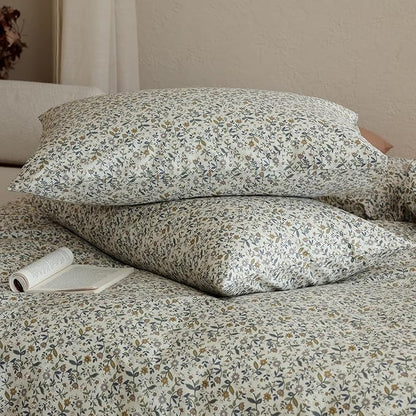 Floral Queen Size Bed Comforter Set Lightweight Girls Bedding Set Down Alternative Boho Cotton Cozy Bedding Comforter Sets Cute Fluffy Soft All Season Bed Comforter with 2 Pillowcases