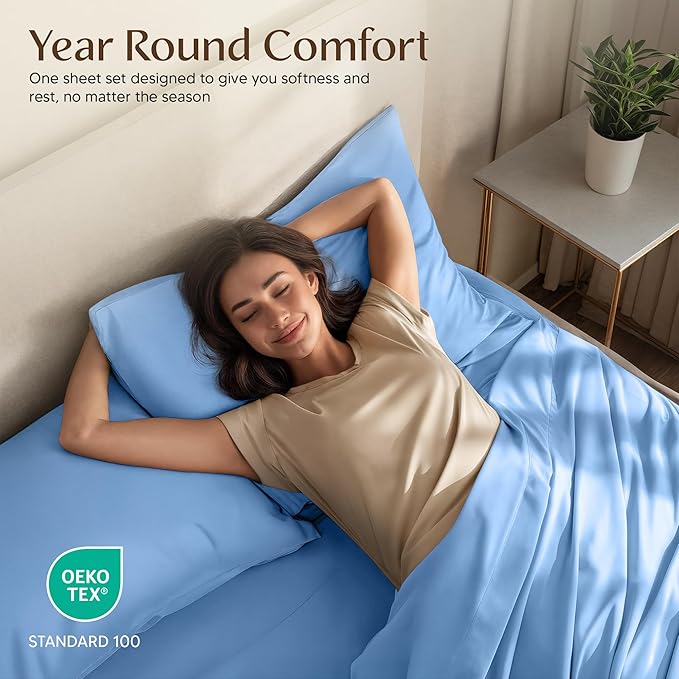 Utopia Bedding Queen Size Sheet Set – 4 Piece Bed Sheets, Soft and Breathable Microfiber, Includes 1 Fitted Sheet, 1 Flat Sheet and 2 Pillowcases – Oeko Tex (Dutch Blue)