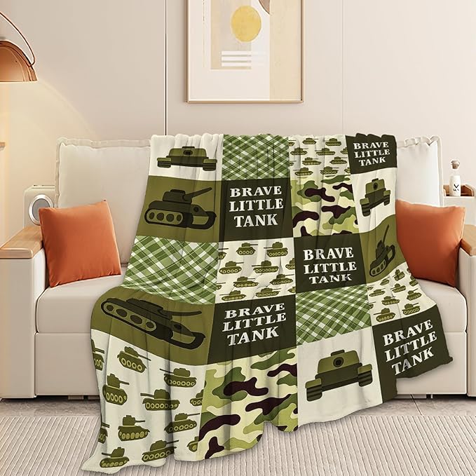 Tank Blanket Super Soft Warm Fluffy Fleece Flannel Military Camouflage Throw Blanket Cozy Fuzzy Plush Stuff Bedding Blankets Gifts for Teens Boys Kids Women Girls Adults 50"X40"