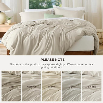 Bedsure Duvet Cover Queen Size - Soft Double Brushed Bedding Set for Kids & Adults, Zipper Closure, 3 Pieces, Includes 1 Duvet Cover (90"x90") & 2 Pillow Shams, NO Comforter, Linen