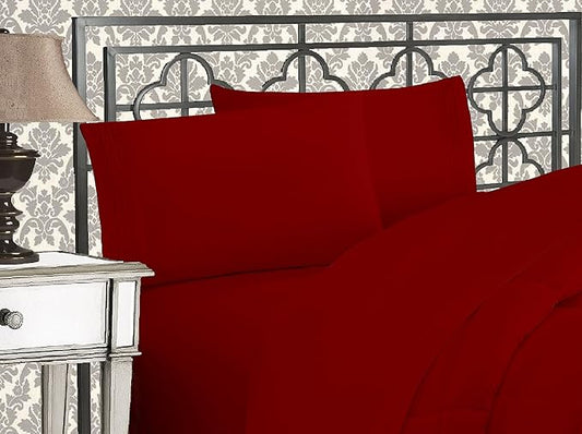 Elegant Comfort Luxurious 1500 Premium Hotel Quality Microfiber Three Line Embroidered Softest 4-Piece Bed Sheet Set, Wrinkle and Fade Resistant, California King, Burgundy