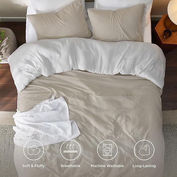 Bedsure Queen Comforter Set, Black Grey Soft Prewashed Bedding for All Seasons, 3 Pieces GentleSoft™ Bed Set, 1 Lightweight Comforter (90"x90") and 2 Pillowcases (20"x26")