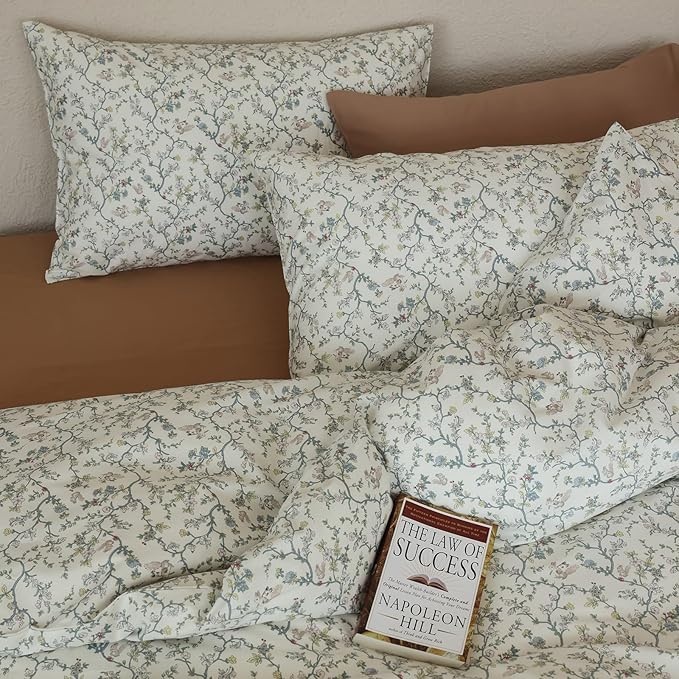 Floral Comforter King Size Set Down Alternative Boho Bedding Set 100 Cotton All Season Puffy Girl Bedding Comforter Sets Coquette Lightweight Fluffy Cozy Bed Comforter with 2 Pillowcases