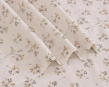 RUVANTI 100% Cotton Sheets – Twin XL Size Percale Bedding, Cooling & Breathable Floral Design, Durable with a Crisp, Soft & Comfortable Feel, 16" Deep Pocket, 3-Piece Set, Twin Spring
