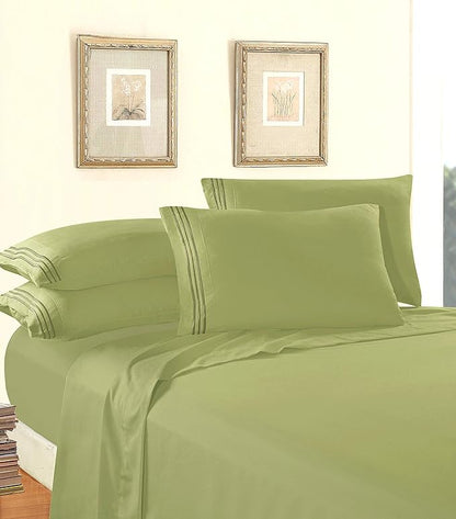 Elegant Comfort 1500 Premier Hotel Quality 4-Piece Bed Sheet Sets, Deep Pockets - Luxurious Wrinkle Free & Fade Resistant, Queen, Green