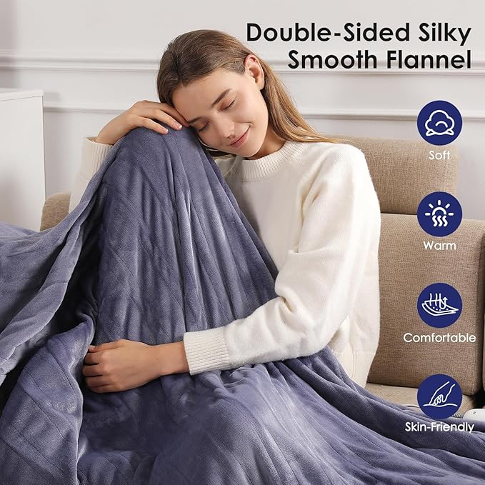 Heated Blanket King Size Electric Blanket 100''X90'' - Fast Heating Blanket Ultra Soft Flannel, Dual Controllers with 5 Heat Levels & 10 Hrs Timer, Machine Washable King Heated Blanket, Purple