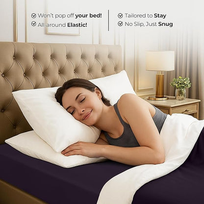 Utopia Bedding Queen Fitted Sheet - Bottom Sheet - Deep Pocket - Soft Microfiber - Shrinkage and Fade Resistant - Easy Care -1 Fitted Sheet Only (Purple)