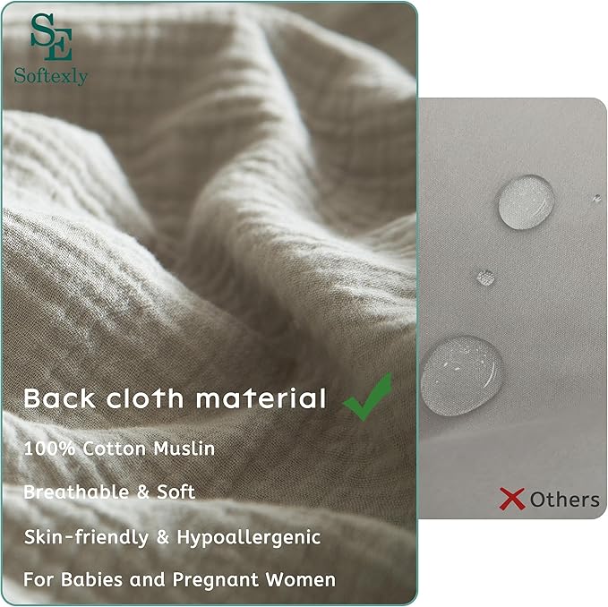 SE SOFTEXLY Muslin Duvet Cover Twin Size, 100% Washed Cotton Duvet Cover Set, Ultra Soft Comforter Cover Linen Like, 2 Pieces Minimalist Gauze Duvet Cover with 1 Pillowcase, 68"x90", Smoky-Green