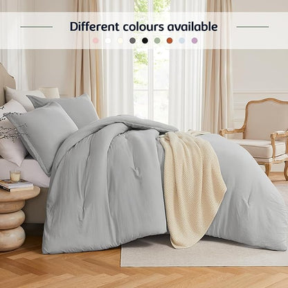 Queen Comforter Sets Lightgrey,3PCS Soft Lightweight Breathable Bedding Comforter Sets for All Season, Queen Size(90''×90'' Comforter & 2 Pillowcases)