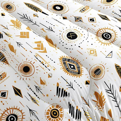 Boho Aztec Comforter Set Twin Yellow Geometry Bedding Sets 3PCS for Kids Teen Adult Room Decor Ultra-Soft Lightweight Microfiber 1 Comforter with 2 Pillowcases
