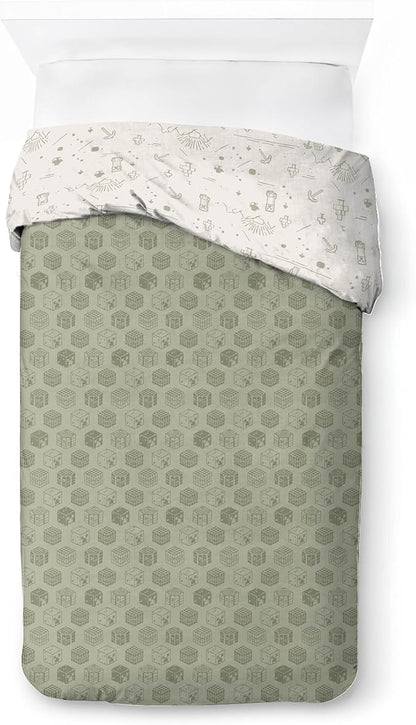 Jay Franco Kids Duvet Cover Set with Sham & Pillowcase – Ultra-Soft Bedding for Room Decor, Cover ONLY Comforter NOT Included, White - Minecraft, 2 Piece Twin