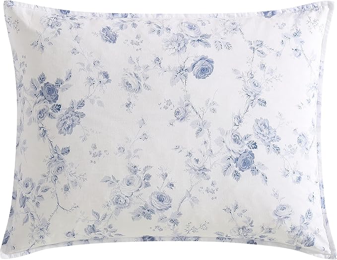 Laura Ashley - Twin XL Comforter Set, Soft & Reversible Cotton Bedding for Year Round Use, 2 Piece Bed Set with Matching Pillowcase (Belinda Blue)