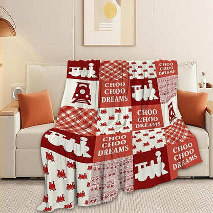 Train Blanket Super Soft Warm Fluffy Fleece Flannel Transportation Throw Blanket Cozy Fuzzy Plush Stuff Bedding Blankets Gifts for Teens Boys Kids Women Girls Adults 50"X40"