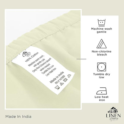 Linen Home 100% Cotton Percale Pillowcases Queen/Standard Size, Cream, 2 Pieces of Pillow Case, Crisp and Cool Strong Bed Linen, 20 inches X 30 inches