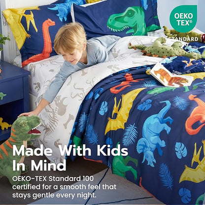 Joiedomi Kid Full Comforter Set 7 Piece Dinosaur Bedding Set for Boys Girls Super Soft Microfiber Bed in a Bag with Comforter Sheets Pillowcase Sham