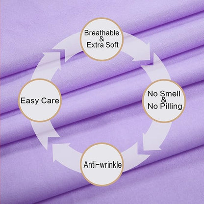 4 Piece Bed Sheet Set (Queen,Lavender) 1 Flat Sheet,1 Fitted Sheet and 2 Pillow Cases,Brushed Microfiber Luxury Bedding with Deep Pockets
