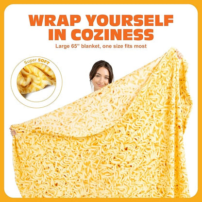 Cozy Concepts Co. Ramen by Relatable, Viral Trend Inspired, Looks Like a Giant Bowl of Ramen Noodles to Wrap Yourself Up In, Easter Gift for Kids & Teens, Easter Basket Filler, Large 65” Throw Blanket