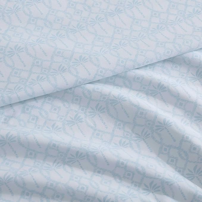 Tommy Bahama - King Size Sheet Set, 100% Cotton Percale Bedding with a Crisp & Cool Feel, Bed Sheets with Matching Fitted Sheet & Pillowcases (Palm Tree Ikat Blue)