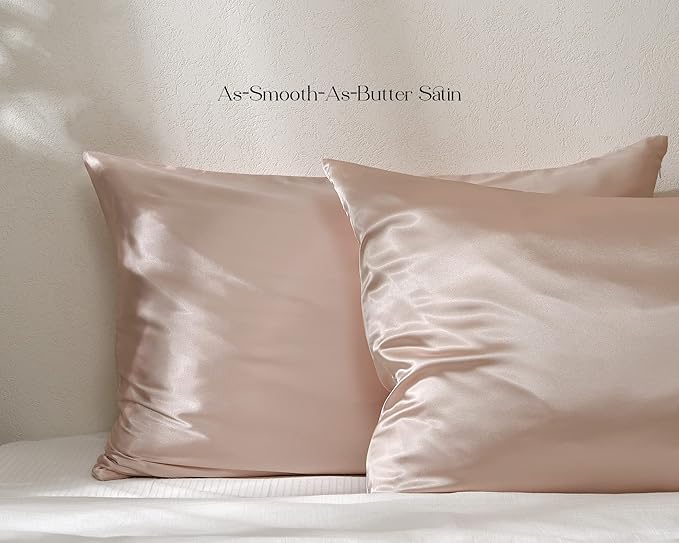 Yanibest Satin Pillowcase, King Size Pillow Cases Set of 2 - Silk Pillow Cases for Hair and Skin with Zipper, Silk Pillow Cases King for 20"x36", Exquisite Packaging for Women Men