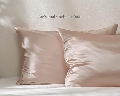 Yanibest Satin Pillowcase, King Size Pillow Cases Set of 2 - Silk Pillow Cases for Hair and Skin with Zipper, Silk Pillow Cases King for 20"x40", Exquisite Packaging for Women Men
