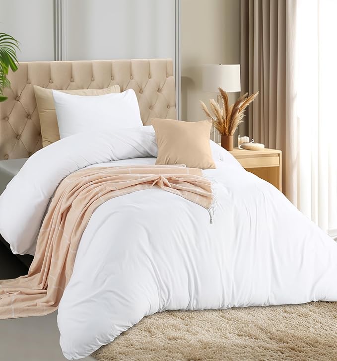 Utopia Bedding Duvet Cover Set with Pillowcases- 2 Pieces Bedding Duvet Cover with Zipper Closure - 1 Duvet Cover with 1 Pillow Sham - Soft Brushed Microfiber (Twin/Twin XL, White)