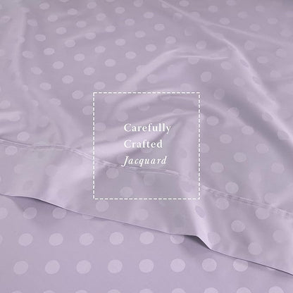 Threadmill Cotton Twin XL Sheet Set | 100% Cotton Sheets for Twin XL Size Bed | Damask Jacquard Sateen Twin XL Bed Sheets Set with 16” Deep Pocket | Soft Breathable 3-Piece Cooling Sheet Set | Lilac