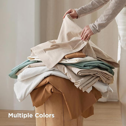 Bedsure 100% Washed Cotton Duvet Cover Oversized King - Natural Minimalist Bedding Set Linen Like - PureWoven Plain Simple & Soft Comforter Cover for All Seasons (Natural, Oversized King, 120"x98")
