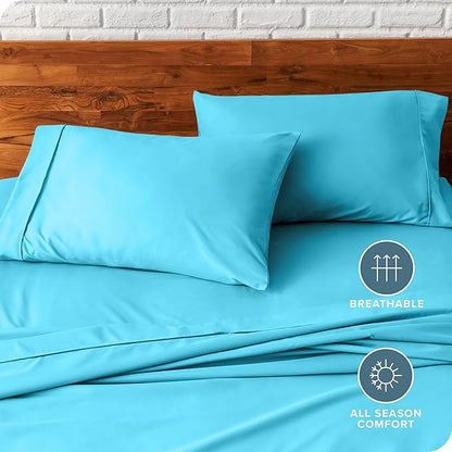 Bare Home Microfiber Pillow Cases - Standard/Queen Size Set of 2 - Cooling Pillowcases - Double Brushed - Aqua Pillowcases 2 Pack - Easy Care (Standard Pillowcase Set of 2, Aqua)