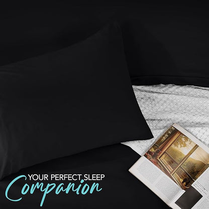 Utopia Bedding Duvet Cover Set with Pillowcases- 2 Pieces Bedding Duvet Cover with Zipper Closure - 1 Duvet Cover with 1 Pillow Sham - Soft Brushed Microfiber (Twin/Twin XL, Black)