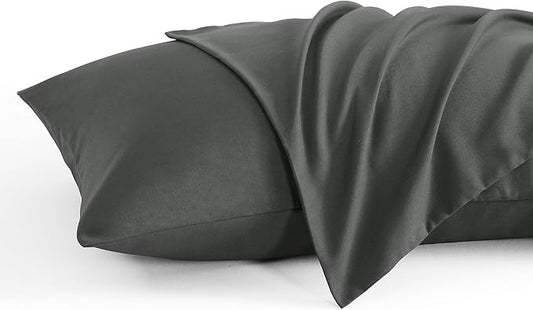 NTBAY Standard Pillow Cases Set of 2, 2 Pack Brushed Microfiber 20x26 Pillow Cases, Soft, Wrinkle, Fade, Stain Resistant Dark Grey Pillow Cases with Envelope Closure, 20x26 Inches, Dark Grey