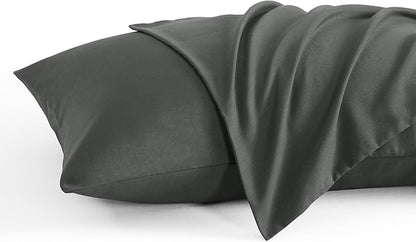 NTBAY King Pillow Cases Set of 2, 2 Pack Brushed Microfiber 20x36 Pillow Cases, Soft, Wrinkle, Fade, Stain Resistant Dark Grey Pillow Cases with Envelope Closure, 20x36 Inches, Dark Grey