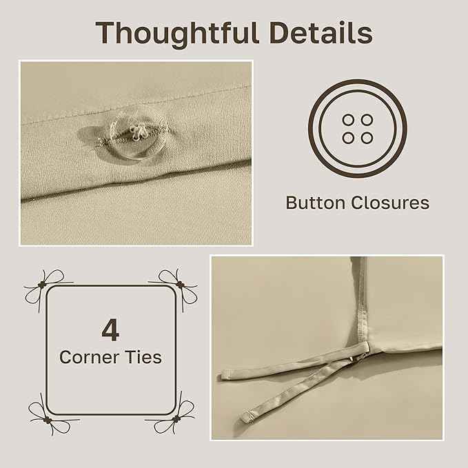 California Design Den 100% Cotton Duvet Cover King Only - Winner Good Housekeeping Best Bedding Awards 2025, Premium 400 Thread Count, 100% Cotton Sateen, Soft & Durable - Beige (Golden Tone)