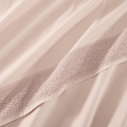 Modern Threads 4 Piece Microfiber Sheet Set – Soft Cooling Bed Sheets with Crochet Lace – Deep Pocket, Wrinkle Free, Breathable, Hotel Luxury Bedding, Blush Pink, King